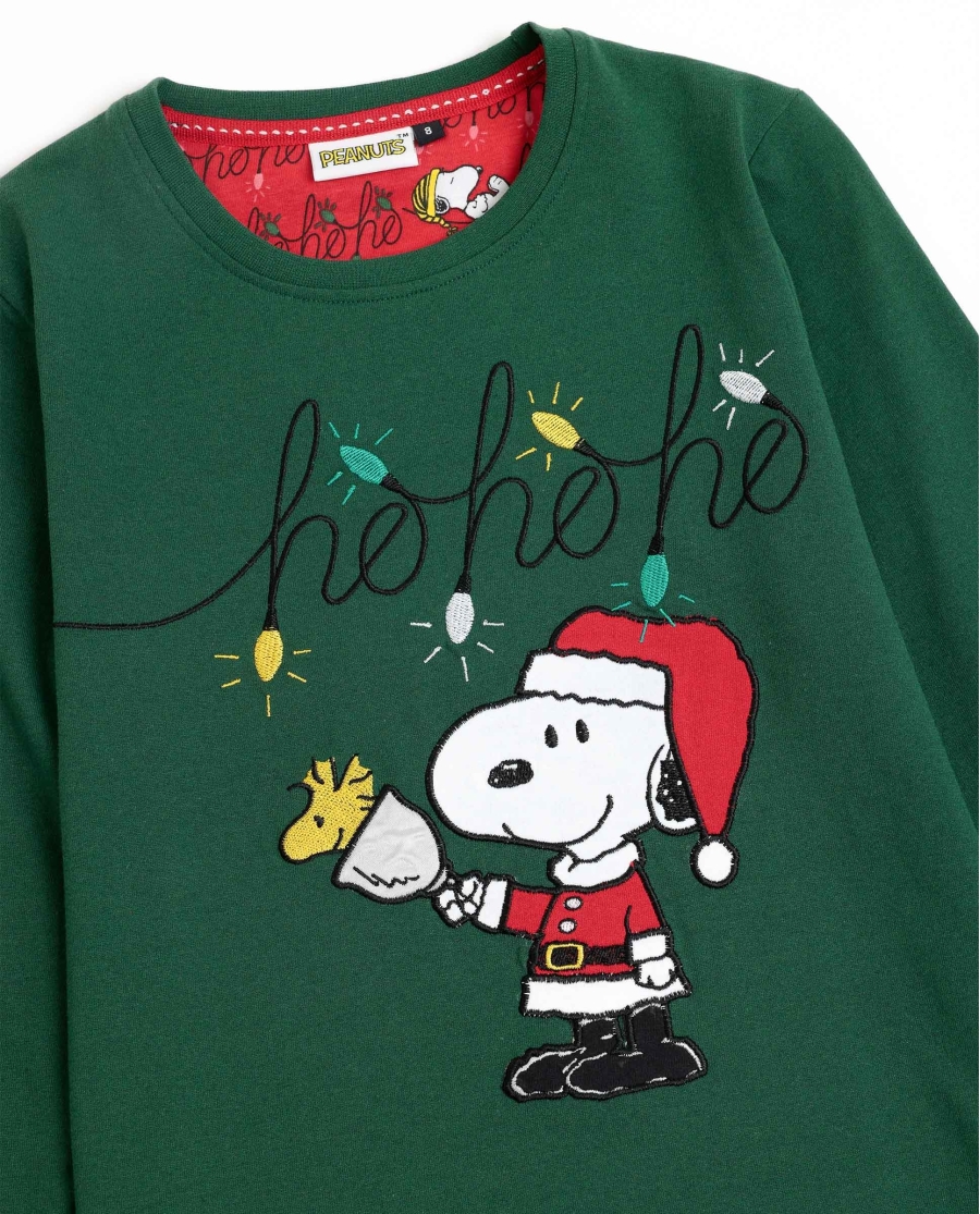 PEANUTS Pijama Manga Larga Ho Ho Ho para Niño VERDE PEANUTS Pijama Manga Larga Ho Ho Ho para Niño VERDE