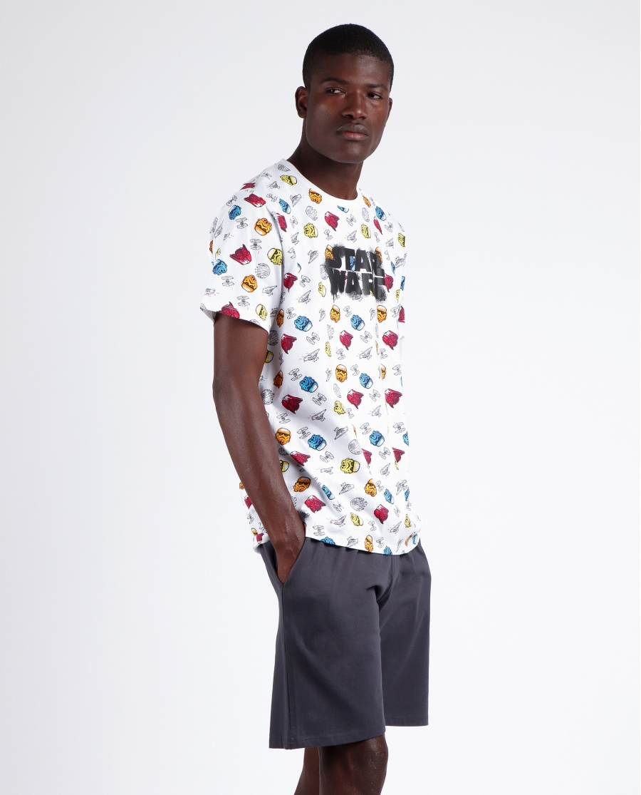 STAR WARS Pijama Manga Corta Neon Graffiti para Hombre BLANCO STAR WARS Pijama Manga Corta Neon Graffiti para Hombre BLANCO