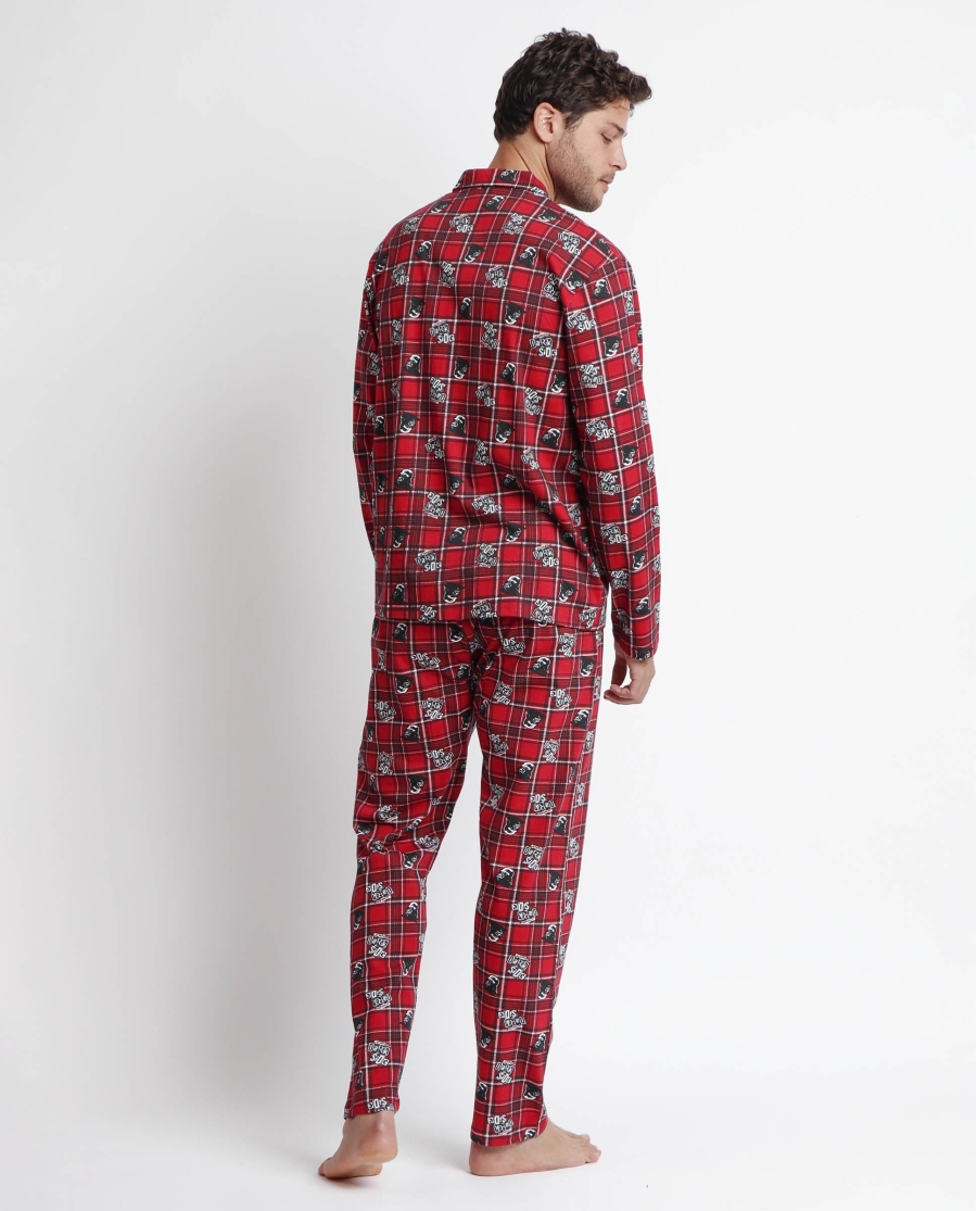 STAR WARS Pijama Abierto Manga Larga Punk Vader para Hombre ROJO