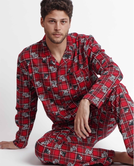 STAR WARS Pijama Abierto Manga Larga Punk Vader para Hombre ROJO 2