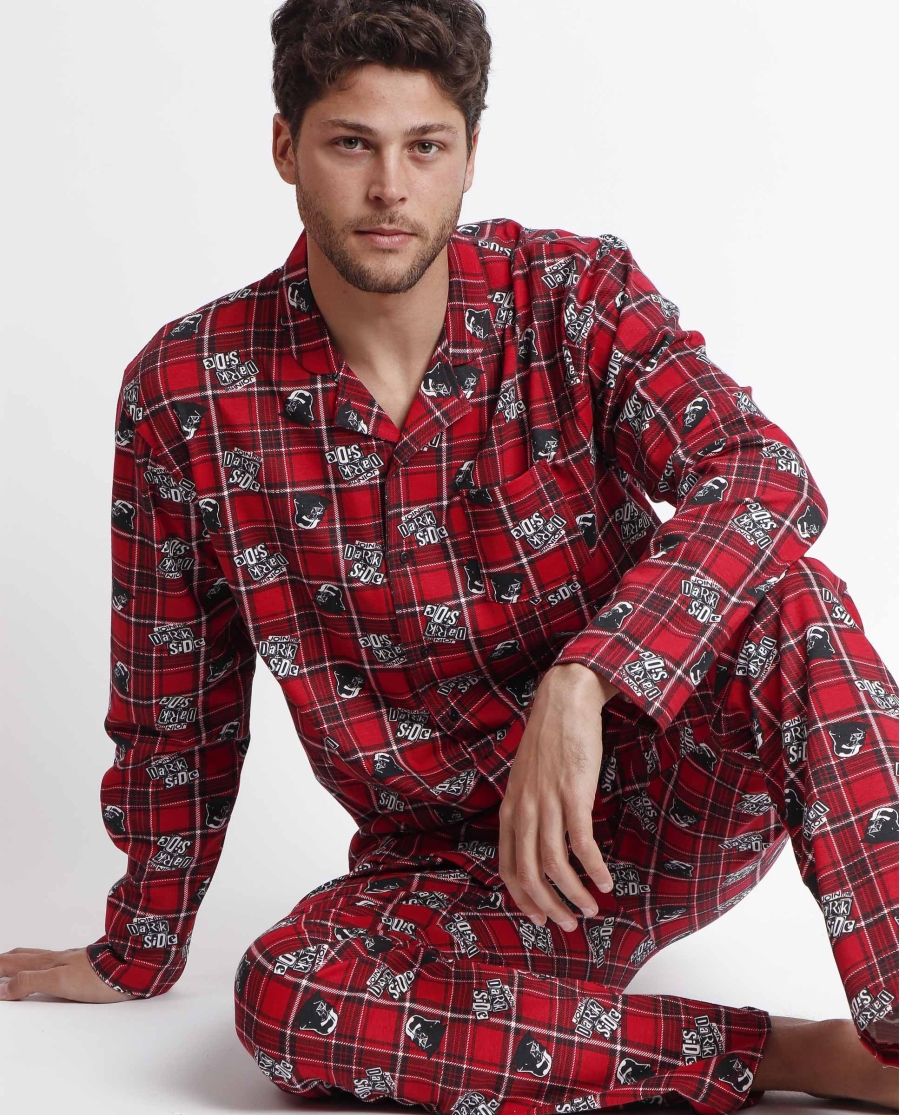 STAR WARS Pijama Abierto Manga Larga Punk Vader para Hombre ROJO