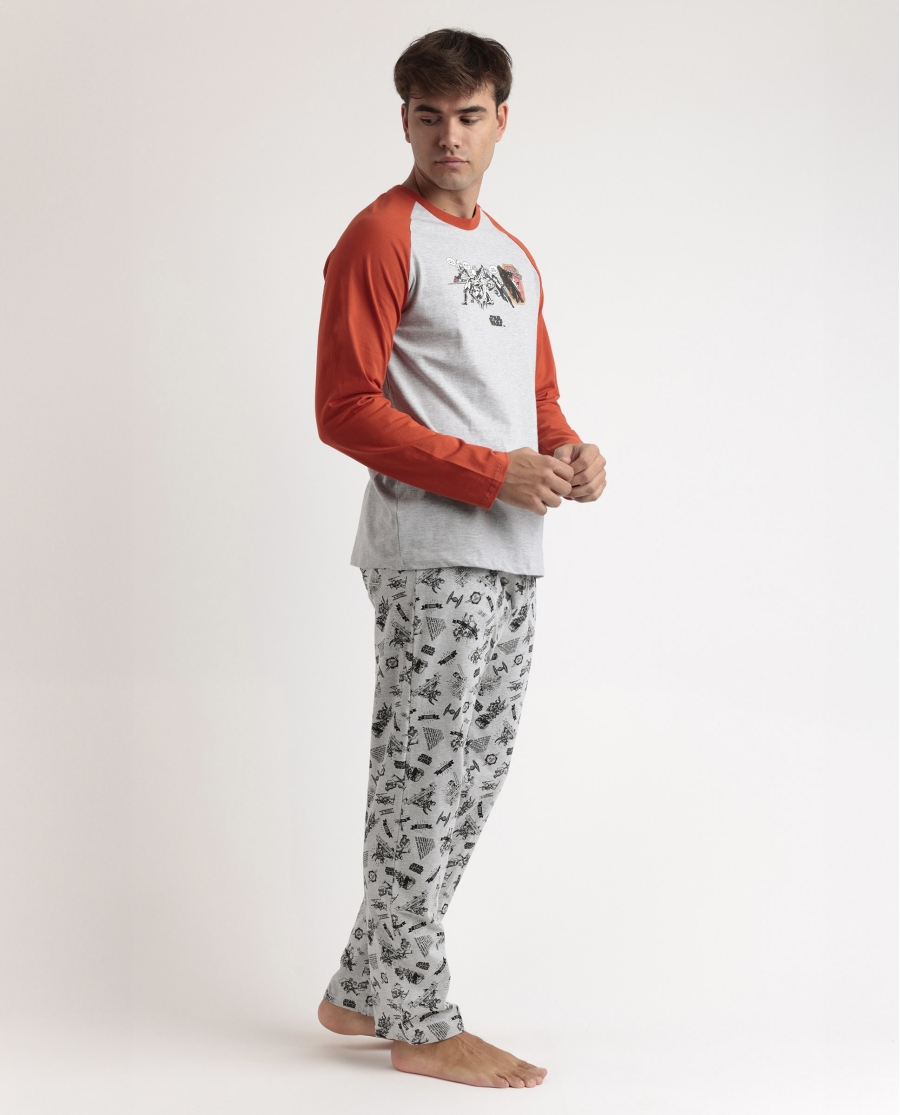 STAR WARS Pijama Manga Larga Gray Comic para Hombre GRIS JASPE STAR WARS Pijama Manga Larga Gray Comic para Hombre GRIS JASPE