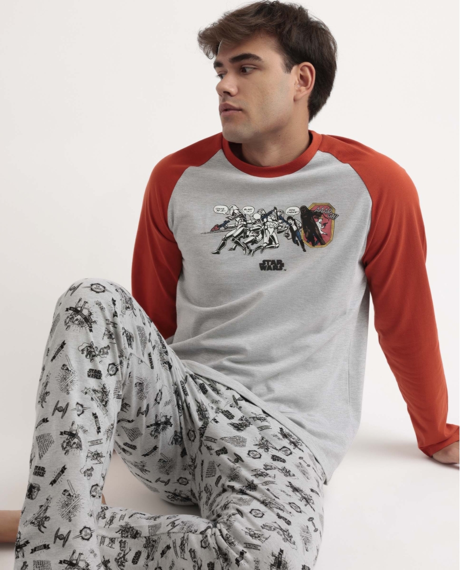 STAR WARS Pijama Manga Larga Gray Comic para Hombre GRIS JASPE STAR WARS Pijama Manga Larga Gray Comic para Hombre GRIS JASPE