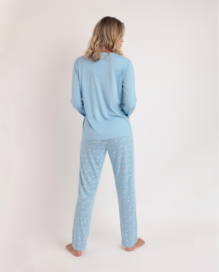 STAY AT HOME Pijama Manga Larga It´s Time To Sleep para Mujer AZUL STAY AT HOME Pijama Manga Larga It´s Time To Sleep para Mujer AZUL