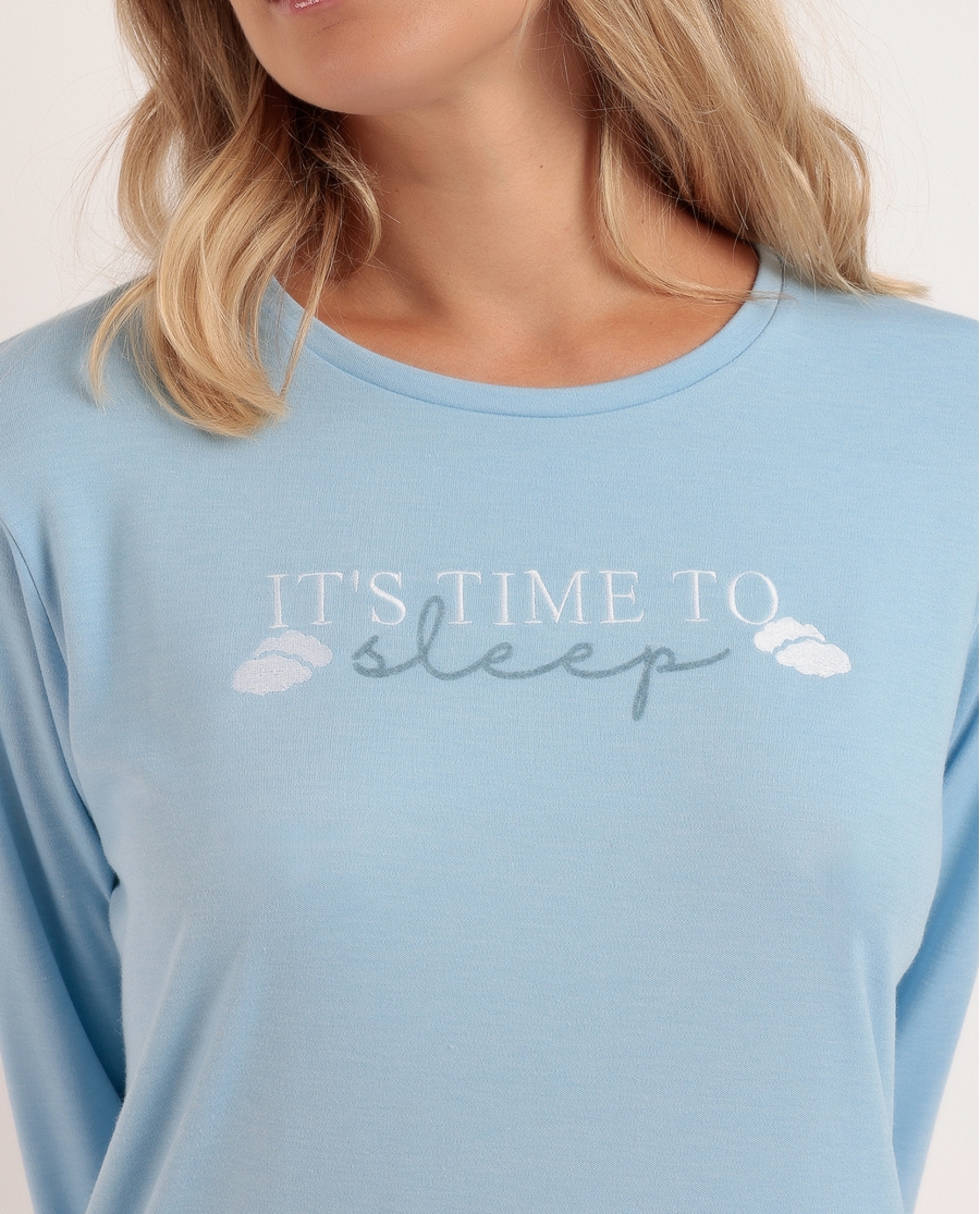STAY AT HOME Pijama Manga Larga It´s Time To Sleep para Mujer AZUL STAY AT HOME Pijama Manga Larga It´s Time To Sleep para Mujer AZUL