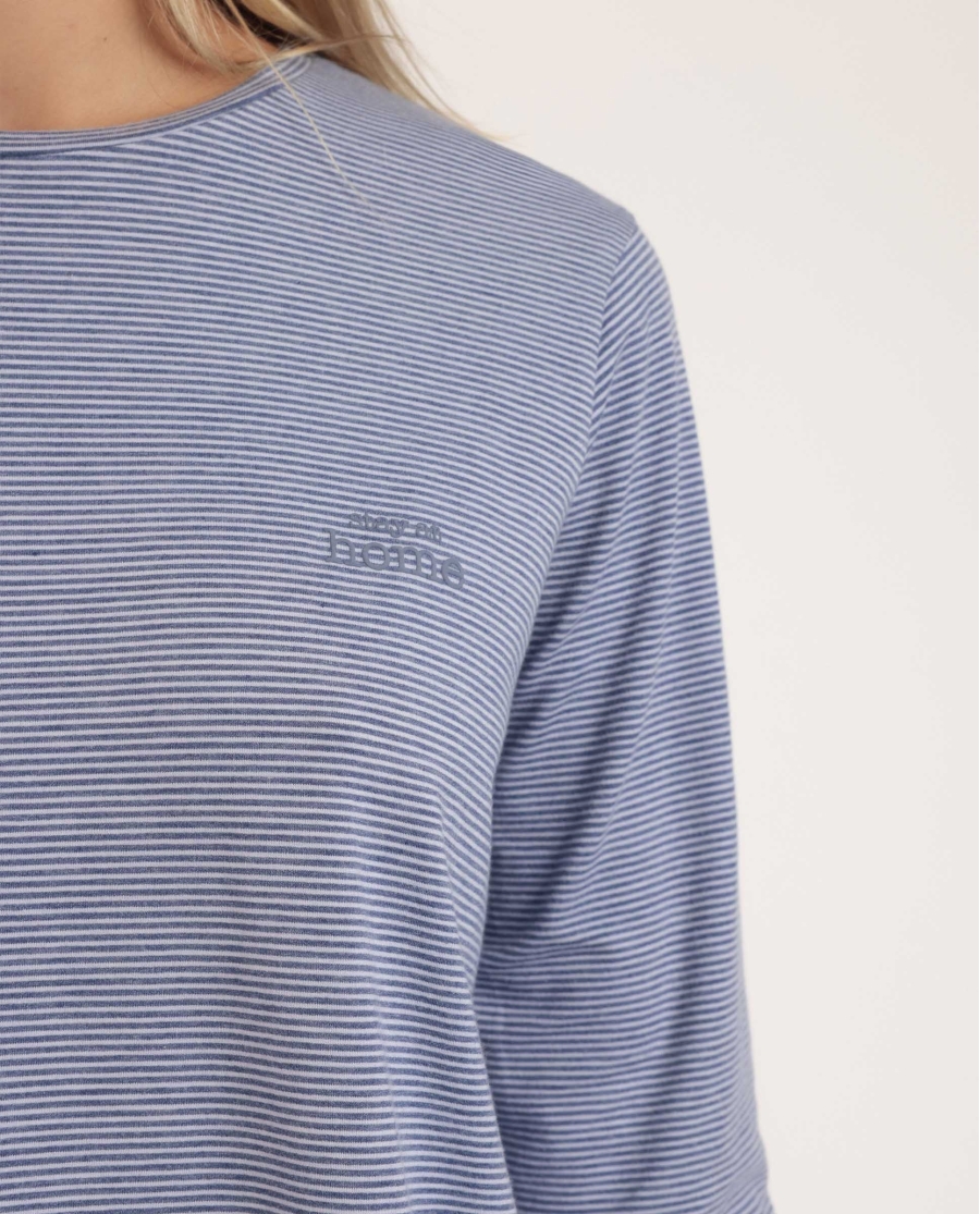 STAY AT HOME Pijama Manga Larga Soft Stripes para Mujer AZUL STAY AT HOME Pijama Manga Larga Soft Stripes para Mujer AZUL