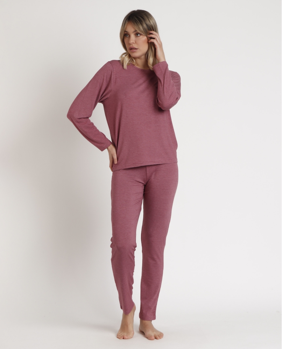 STAY AT HOME Pijama Manga Larga Soft Stripes para Mujer FRAMBUESA STAY AT HOME Pijama Manga Larga Soft Stripes para Mujer FRAMBUESA