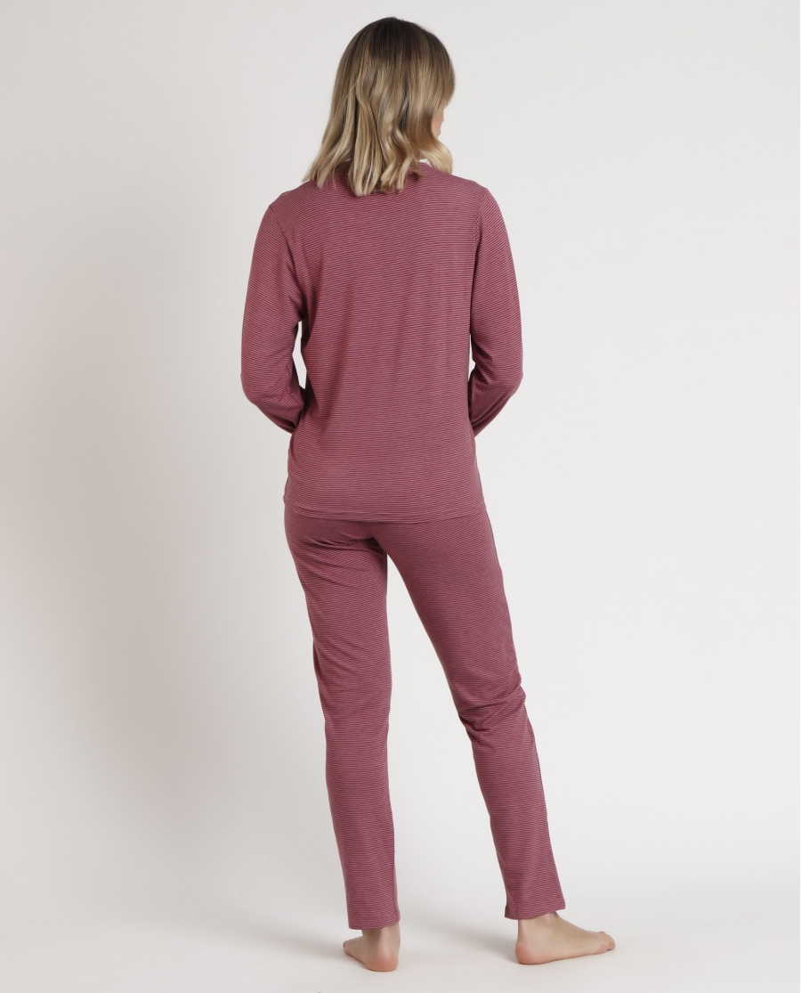 STAY AT HOME Pijama Manga Larga Soft Stripes para Mujer FRAMBUESA STAY AT HOME Pijama Manga Larga Soft Stripes para Mujer FRAMBUESA