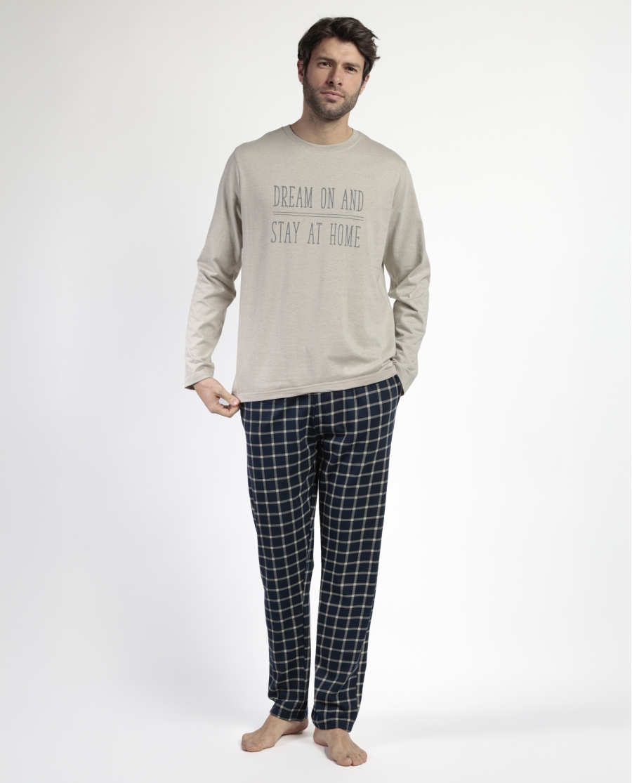 STAY AT HOME Pijama Manga Larga Dream On para Hombre BEIGE STAY AT HOME Pijama Manga Larga Dream On para Hombre BEIGE
