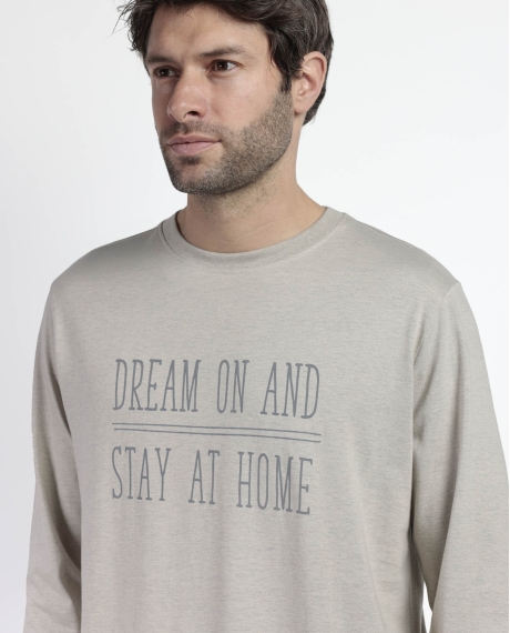 STAY AT HOME Pijama Manga Larga Dream On para Hombre BEIGE 2