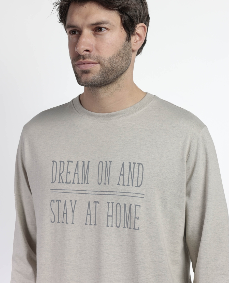 STAY AT HOME Pijama Manga Larga Dream On para Hombre BEIGE STAY AT HOME Pijama Manga Larga Dream On para Hombre BEIGE