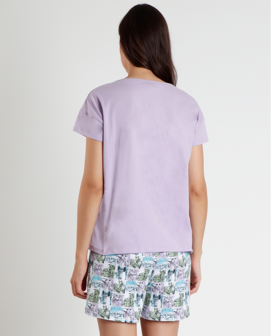 STAR WARS Pijama Manga Corta Pastel Grogu para Mujer LILA STAR WARS Pijama Manga Corta Pastel Grogu para Mujer LILA