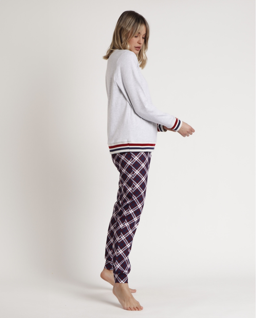 ADMAS Pijama Manga Larga ADM Family para Mujer GRIS JASPE