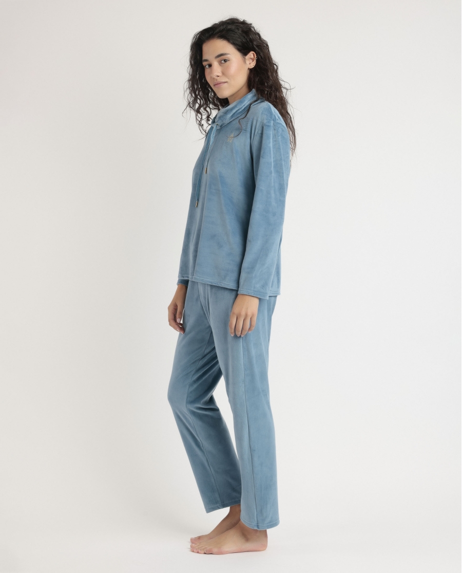ADMAS LUXURY Pijama Manga Larga Velvet Tracksuit para Mujer OCEANO