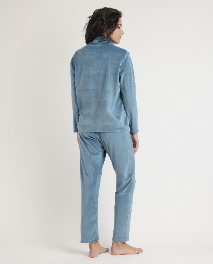 ADMAS LUXURY Pijama Manga Larga Velvet Tracksuit para Mujer OCEANO