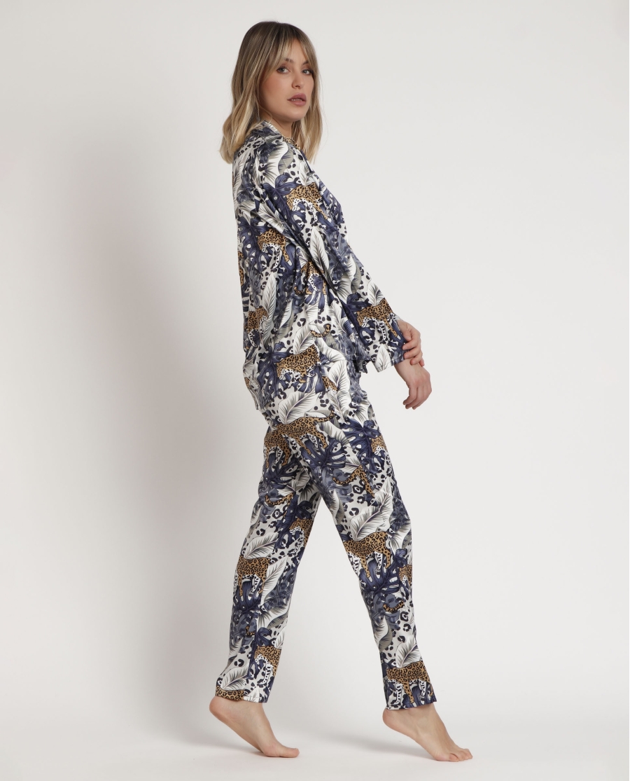 ADMAS LUXURY Pijama Abierto Manga Larga Luxury Leopard para Mujer PIEL ADMAS LUXURY Pijama Abierto Manga Larga Luxury Leopard para Mujer PIEL