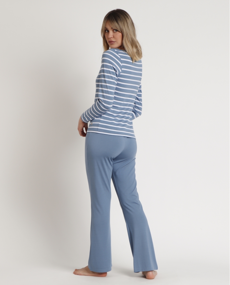 ADMAS HOME Pijama Manga Larga Stripes Home para Mujer AZUL ADMAS HOME Pijama Manga Larga Stripes Home para Mujer AZUL