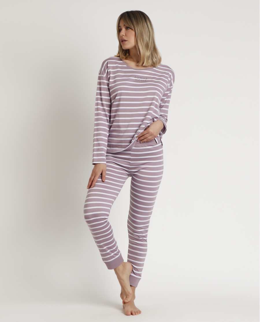 ADMAS HOME Pijama Manga Larga Oversize Stripes Home para Mujer BERENJENA ADMAS HOME Pijama Manga Larga Oversize Stripes Home para Mujer BERENJENA