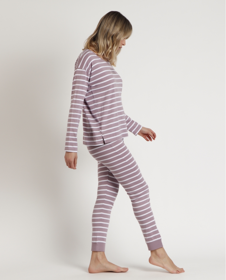 ADMAS HOME Pijama Manga Larga Oversize Stripes Home para Mujer BERENJENA ADMAS HOME Pijama Manga Larga Oversize Stripes Home para Mujer BERENJENA