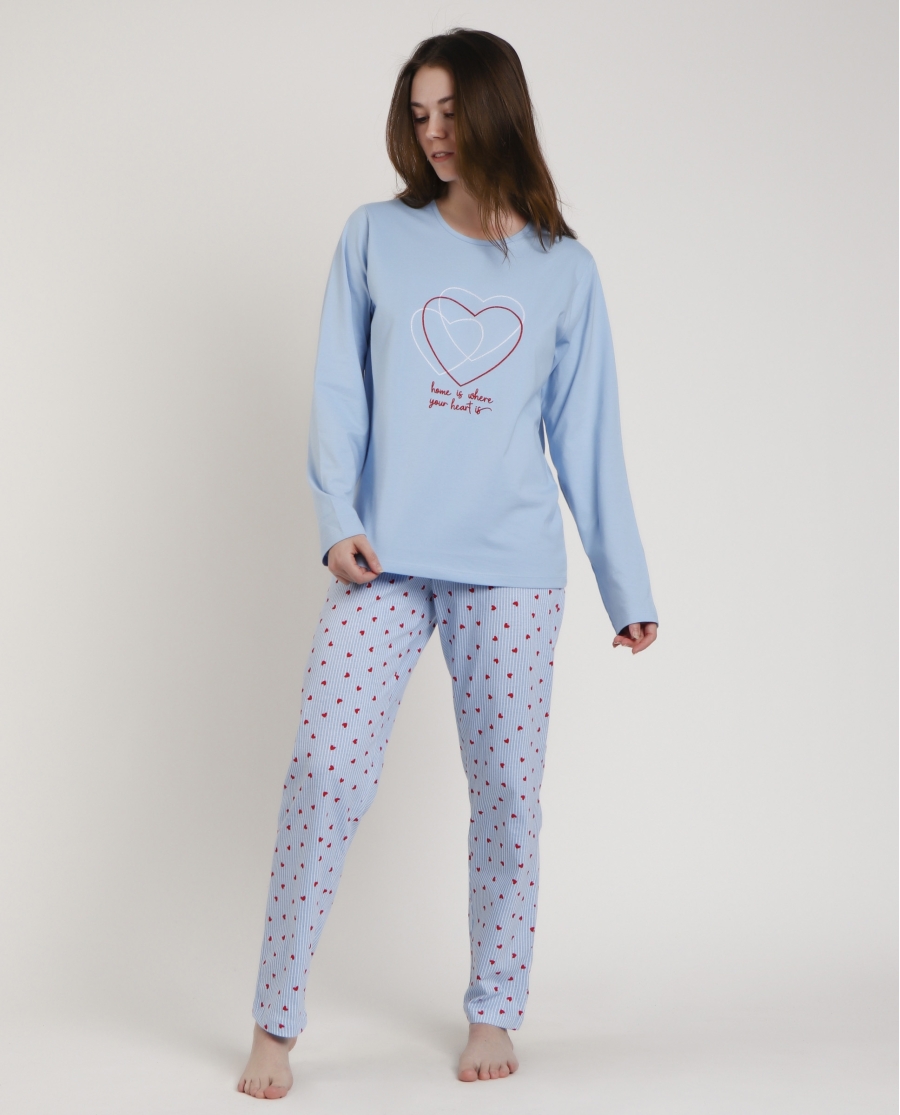 ADMAS Pijama Manga Larga Where Your Heart Is para Mujer AZUL ADMAS Pijama Manga Larga Where Your Heart Is para Mujer AZUL