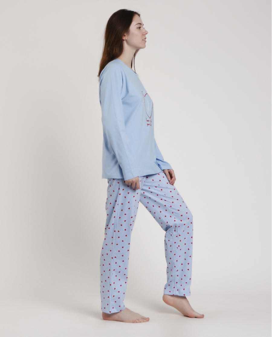 ADMAS Pijama Manga Larga Where Your Heart Is para Mujer AZUL ADMAS Pijama Manga Larga Where Your Heart Is para Mujer AZUL