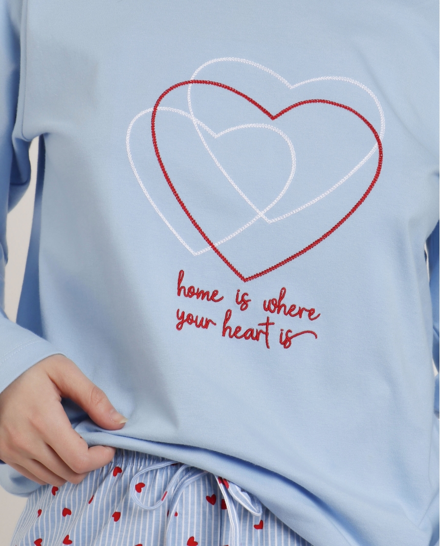 ADMAS Pijama Manga Larga Where Your Heart Is para Mujer AZUL ADMAS Pijama Manga Larga Where Your Heart Is para Mujer AZUL