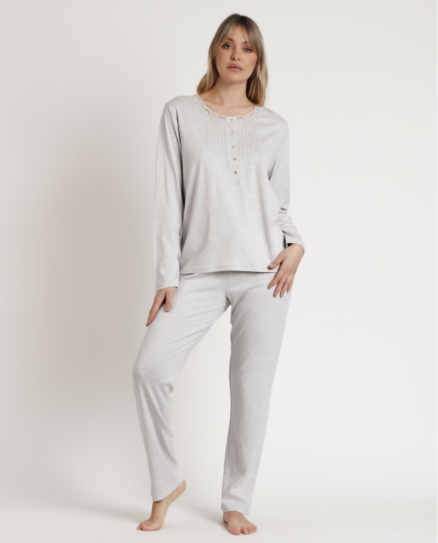 ADMAS CLASSIC Pijama Manga Larga Tapeta Classic Soft para Mujer GRIS JASPE ADMAS CLASSIC Pijama Manga Larga Tapeta Classic Soft para Mujer GRIS JASPE