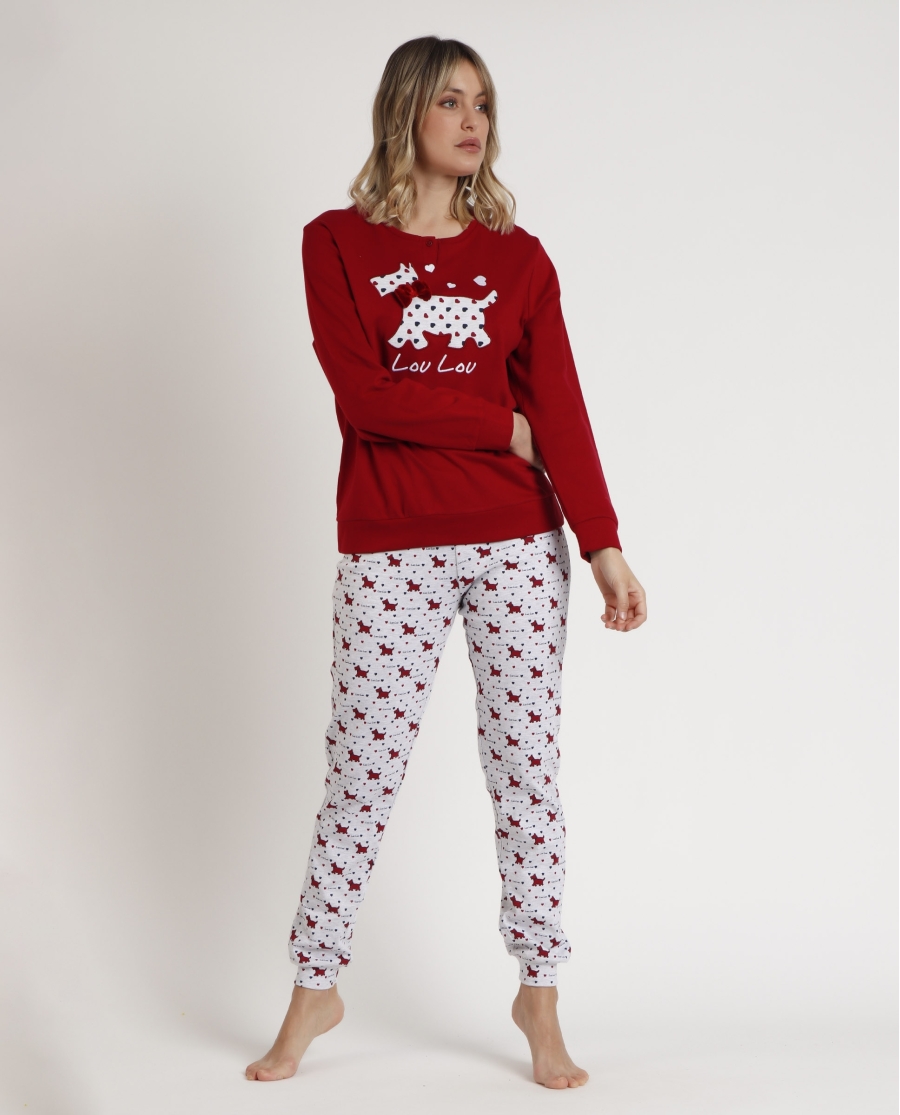 ADMAS Pijama Manga Larga Tapeta Lou Lou Cold para Mujer BURDEOS ADMAS Pijama Manga Larga Tapeta Lou Lou Cold para Mujer BURDEOS
