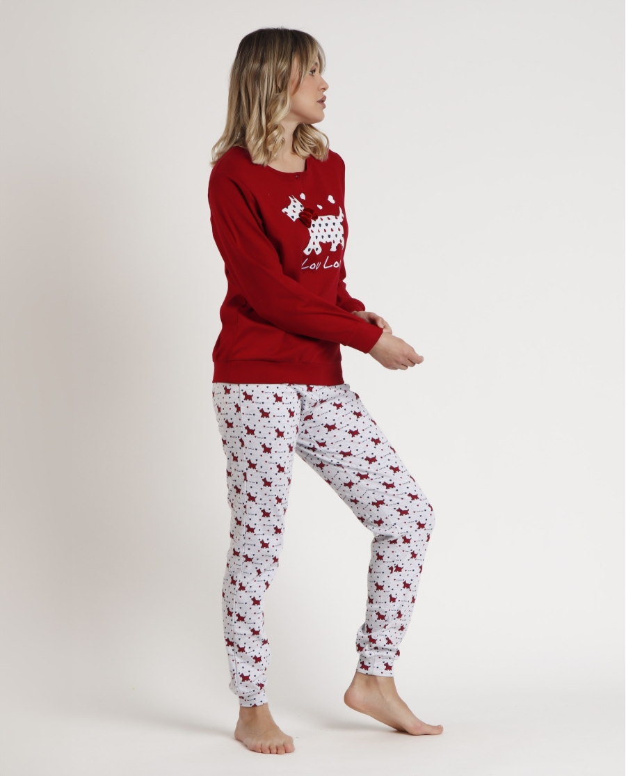 ADMAS Pijama Manga Larga Tapeta Lou Lou Cold para Mujer BURDEOS ADMAS Pijama Manga Larga Tapeta Lou Lou Cold para Mujer BURDEOS