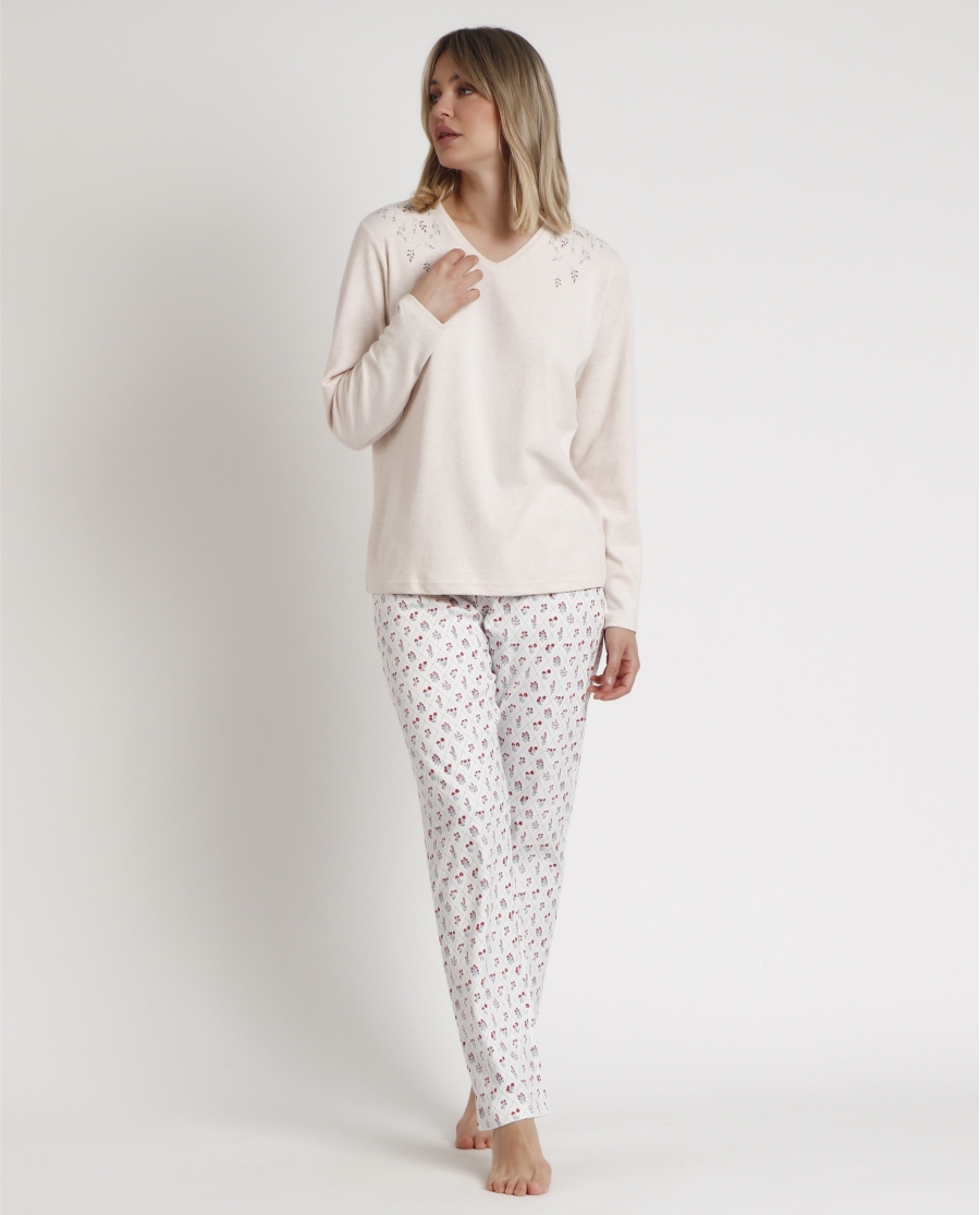 ADMAS GARDEN Pijama Manga Larga Pico Essence Of Life para Mujer BEIGE ADMAS GARDEN Pijama Manga Larga Pico Essence Of Life para Mujer BEIGE
