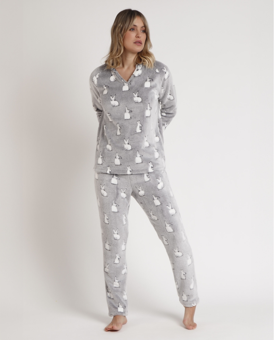 ADMAS Pijama Manga Larga Corel Bunnies On The Moon para Mujer GRIS ADMAS Pijama Manga Larga Corel Bunnies On The Moon para Mujer GRIS