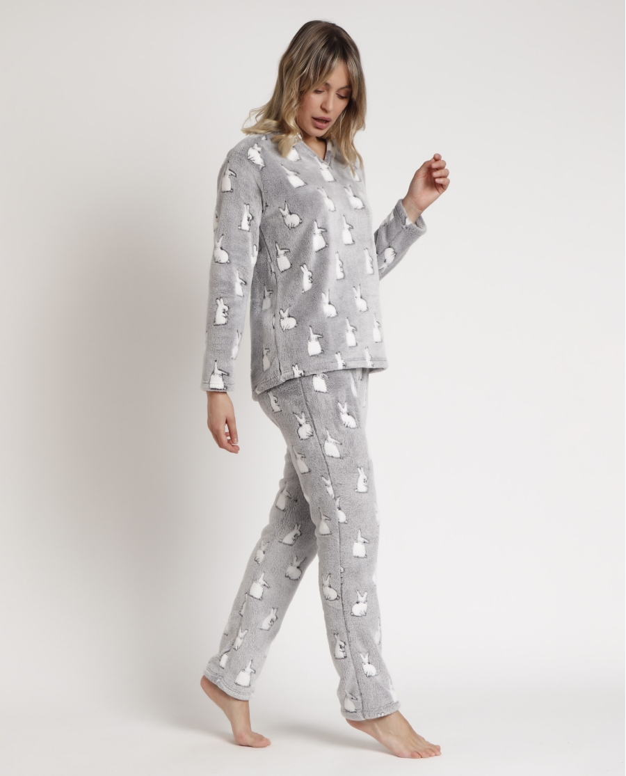 ADMAS Pijama Manga Larga Corel Bunnies On The Moon para Mujer GRIS ADMAS Pijama Manga Larga Corel Bunnies On The Moon para Mujer GRIS