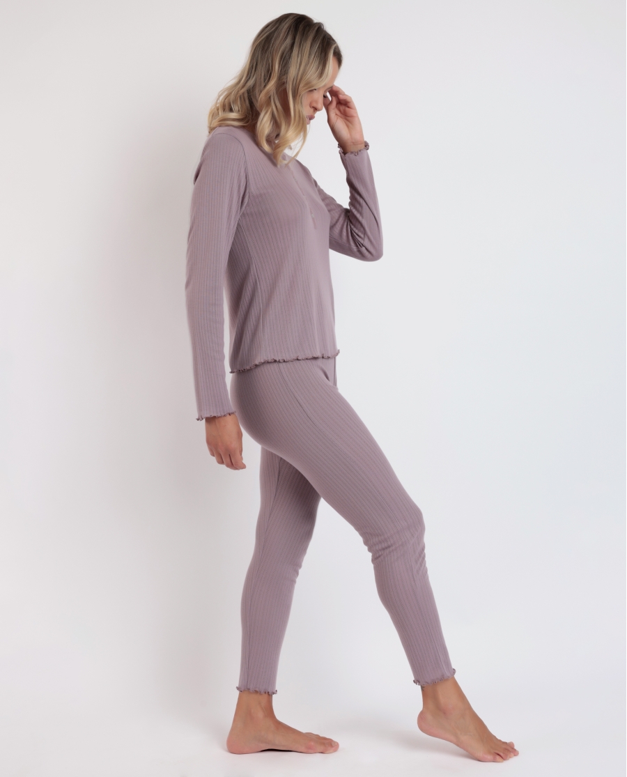 ADMAS HOME Pijama Manga Larga Tapeta Soft Canalé para Mujer BERENJENA ADMAS HOME Pijama Manga Larga Tapeta Soft Canalé para Mujer BERENJENA