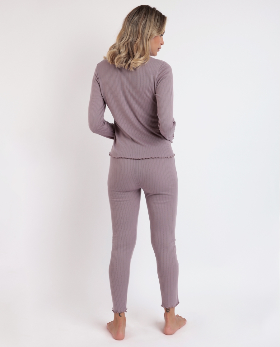 ADMAS HOME Pijama Manga Larga Tapeta Soft Canalé para Mujer BERENJENA ADMAS HOME Pijama Manga Larga Tapeta Soft Canalé para Mujer BERENJENA