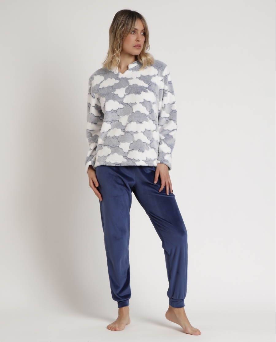 ADMAS Pijama Manga Larga Calentito Dreams Come True para Mujer AZUL ADMAS Pijama Manga Larga Calentito Dreams Come True para Mujer AZUL