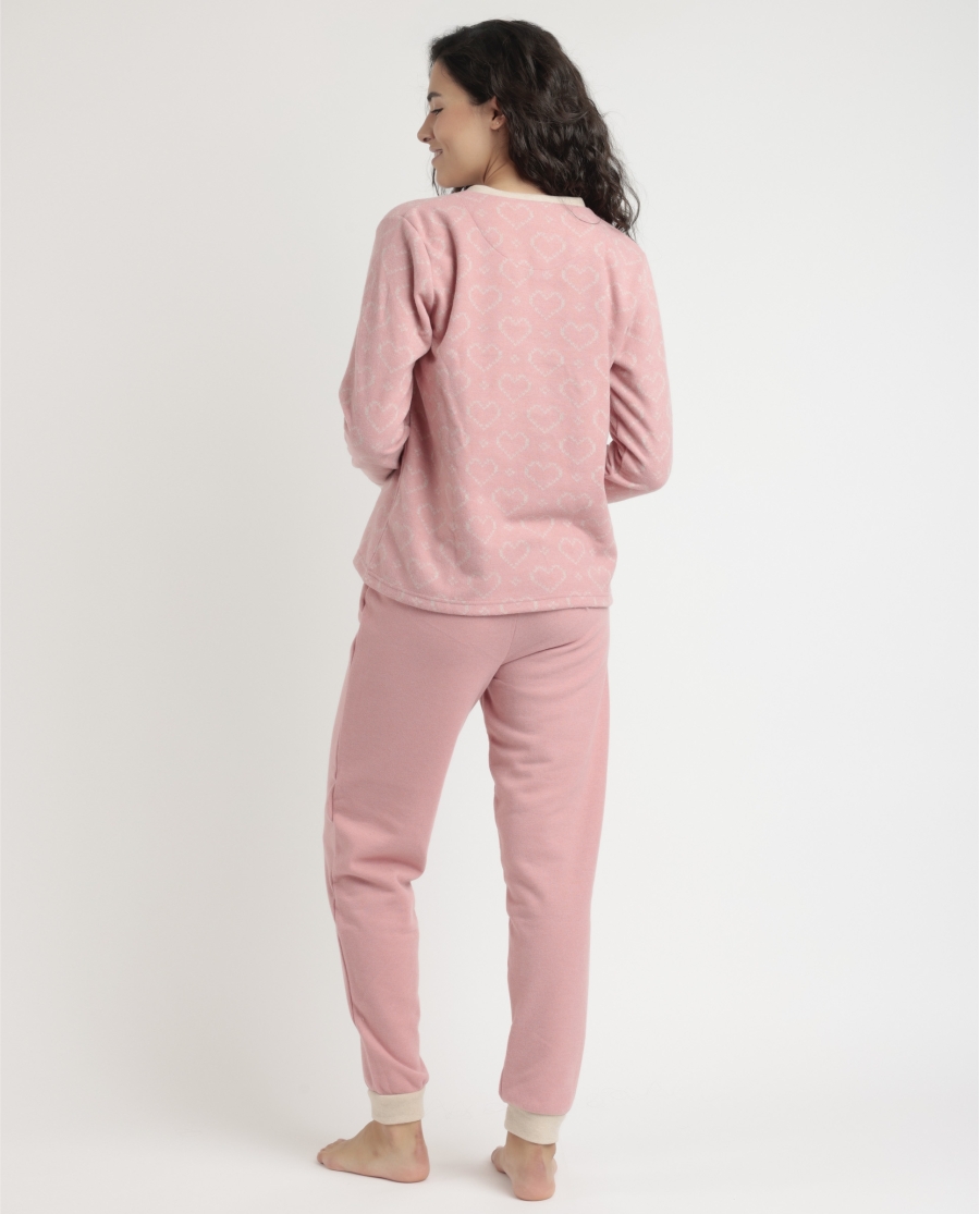 ADMAS Pijama Manga Larga Tapeta Love To Love para Mujer ROSA ADMAS Pijama Manga Larga Tapeta Love To Love para Mujer ROSA