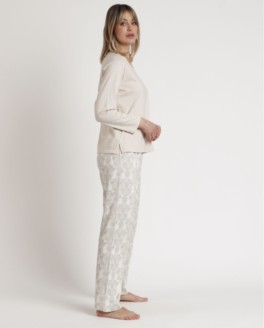 ADMAS CLASSIC Pijama Manga Larga Aqua para Mujer CRUDO