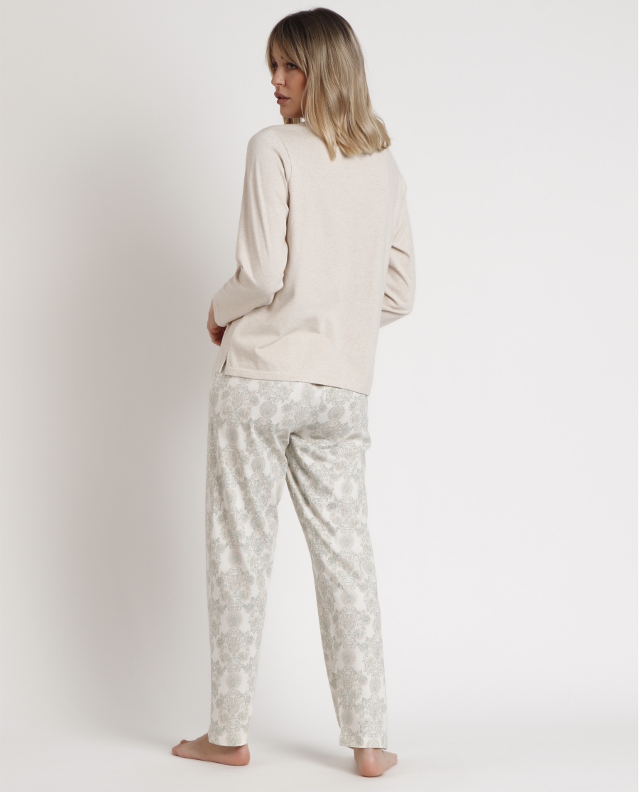 ADMAS CLASSIC Pijama Manga Larga Aqua para Mujer CRUDO