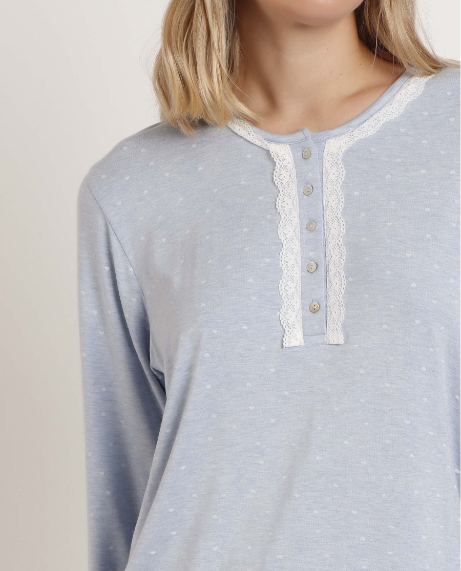 ADMAS CLASSIC Pijama Manga Larga Tapeta Soft Hearts para Mujer AZUL ADMAS CLASSIC Pijama Manga Larga Tapeta Soft Hearts para Mujer AZUL