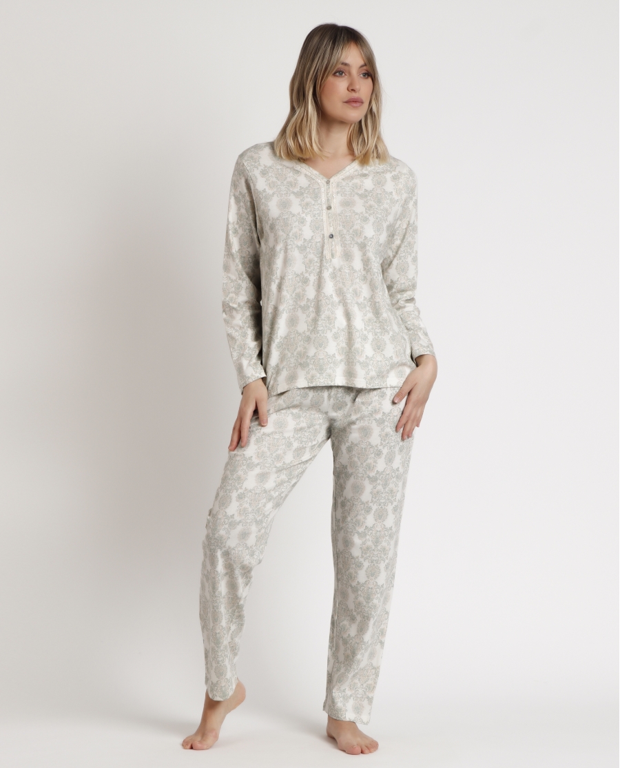 ADMAS CLASSIC Pijama Manga Larga Tapeta Aqua para Mujer AQUA ADMAS CLASSIC Pijama Manga Larga Tapeta Aqua para Mujer AQUA