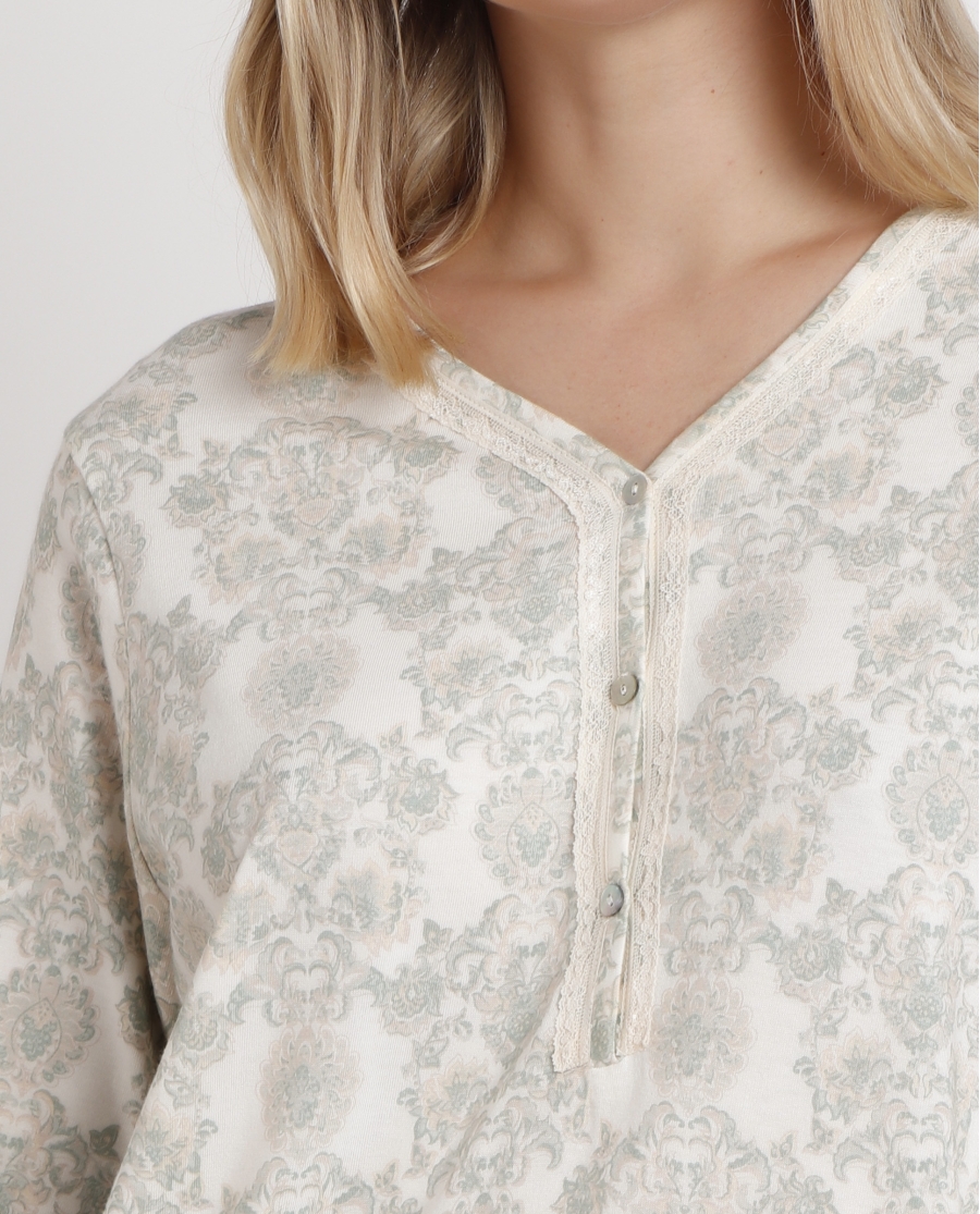 ADMAS CLASSIC Pijama Manga Larga Tapeta Aqua para Mujer AQUA ADMAS CLASSIC Pijama Manga Larga Tapeta Aqua para Mujer AQUA