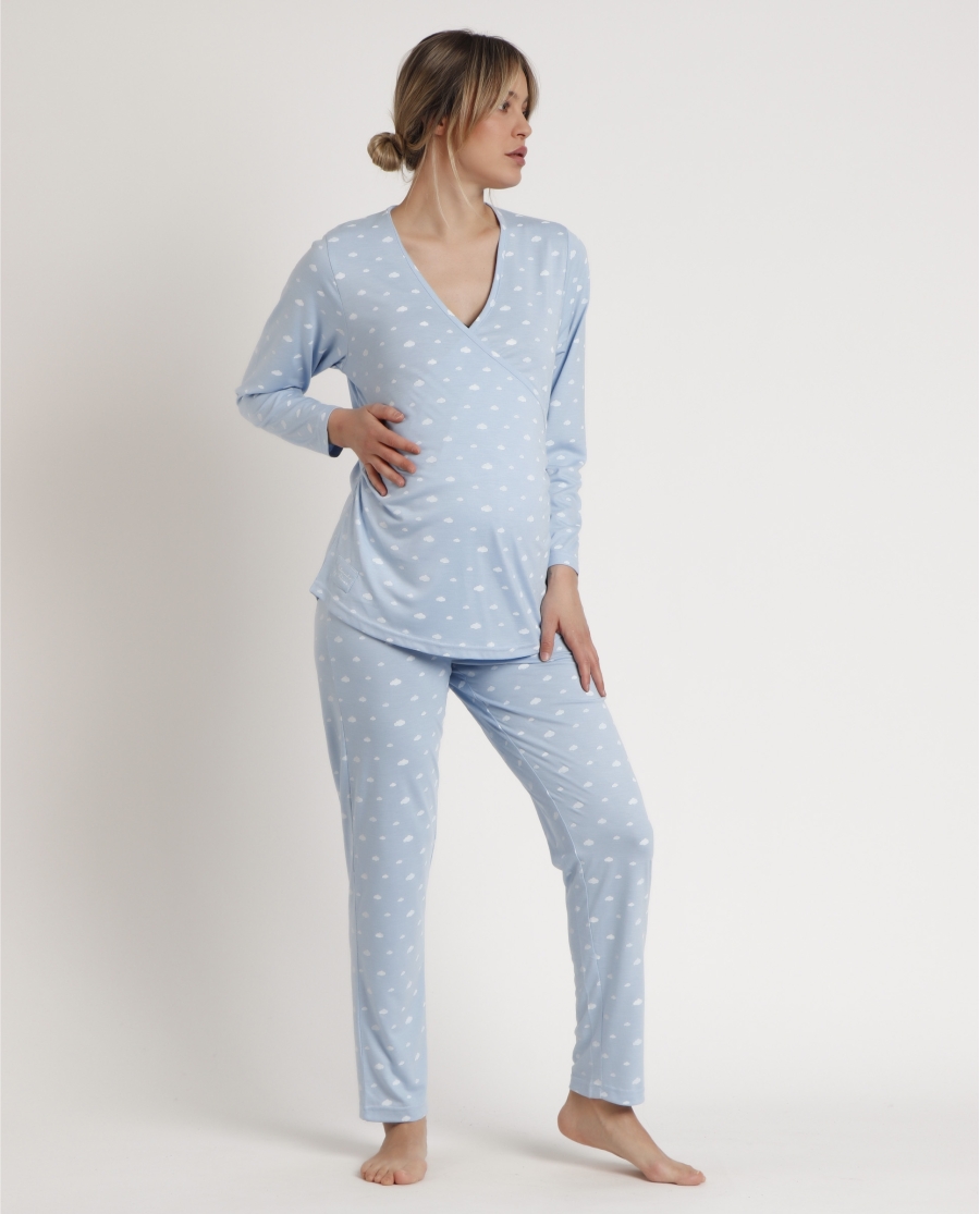 ADMAS CLASSIC Pijama Manga Larga Maternity Nubes para Mujer AZUL ADMAS CLASSIC Pijama Manga Larga Maternity Nubes para Mujer AZUL
