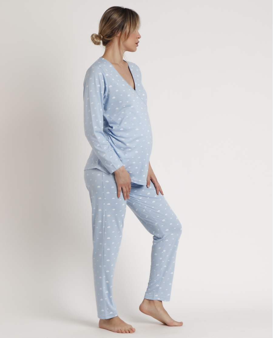 ADMAS CLASSIC Pijama Manga Larga Maternity Nubes para Mujer AZUL ADMAS CLASSIC Pijama Manga Larga Maternity Nubes para Mujer AZUL