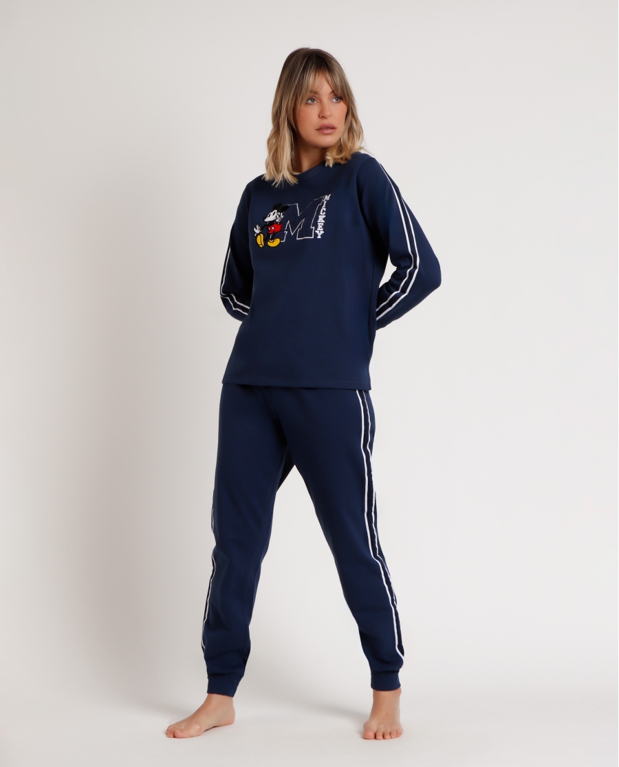 DISNEY Pijama Manga Larga Felpa Mickey New York para Mujer AZUL DISNEY Pijama Manga Larga Felpa Mickey New York para Mujer AZUL