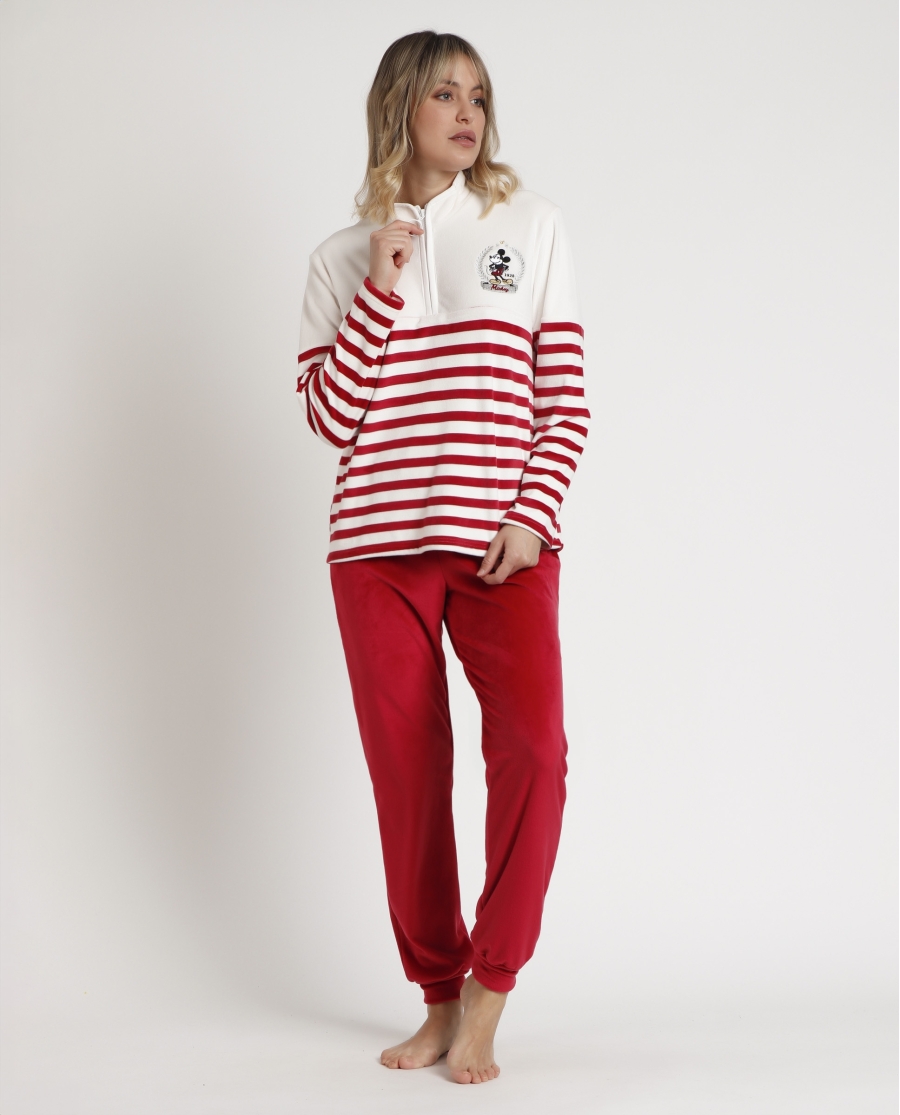 DISNEY Pijama Manga Larga Rayas King Mickey para Mujer BURDEOS DISNEY Pijama Manga Larga Rayas King Mickey para Mujer BURDEOS