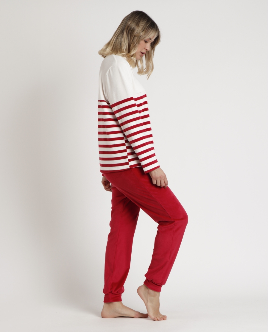 DISNEY Pijama Manga Larga Rayas King Mickey para Mujer BURDEOS DISNEY Pijama Manga Larga Rayas King Mickey para Mujer BURDEOS