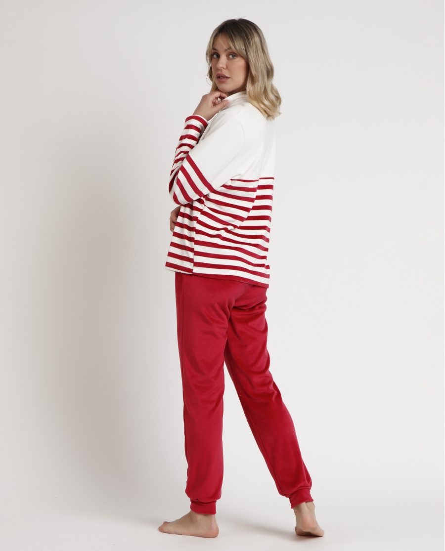 DISNEY Pijama Manga Larga Rayas King Mickey para Mujer BURDEOS DISNEY Pijama Manga Larga Rayas King Mickey para Mujer BURDEOS