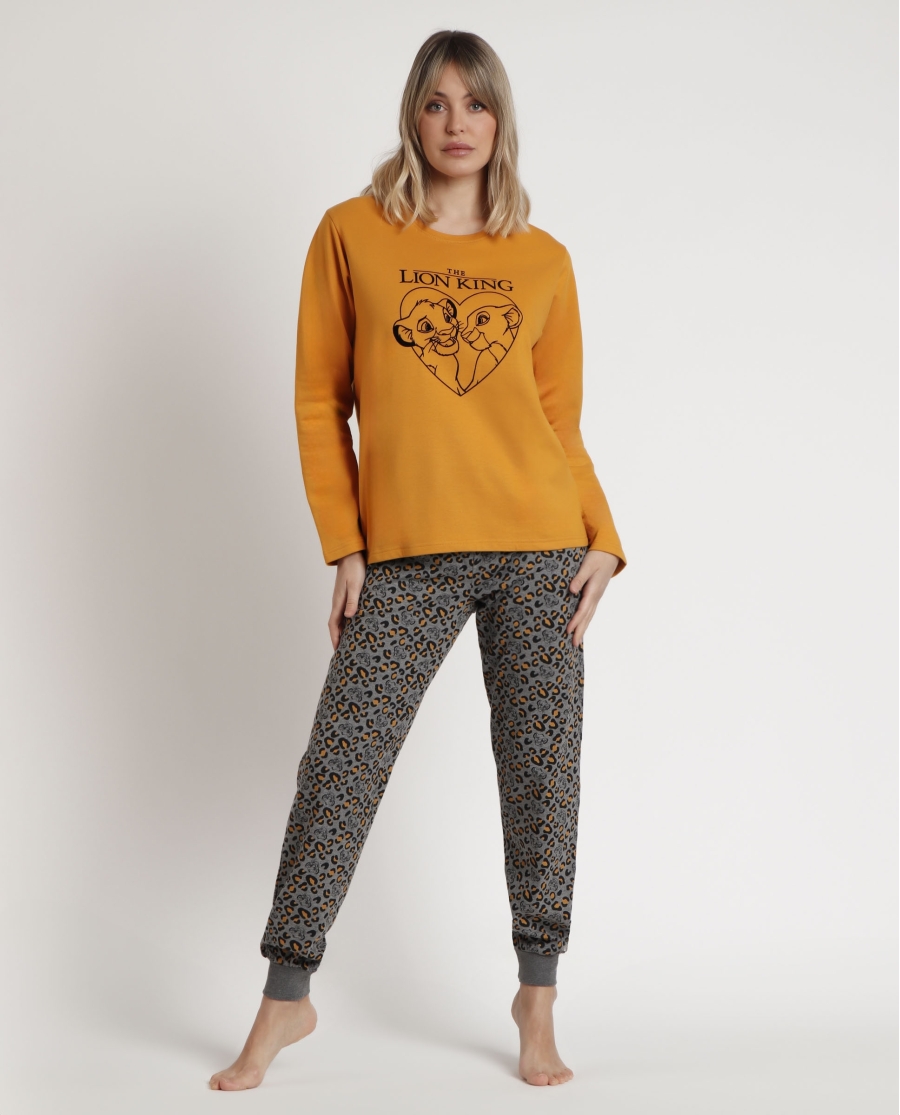 DISNEY Pijama Manga Larga Felpa Lion King para Mujer AMARILLO DISNEY Pijama Manga Larga Felpa Lion King para Mujer AMARILLO