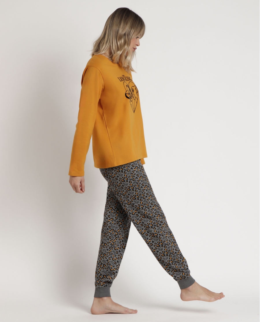 DISNEY Pijama Manga Larga Felpa Lion King para Mujer AMARILLO DISNEY Pijama Manga Larga Felpa Lion King para Mujer AMARILLO