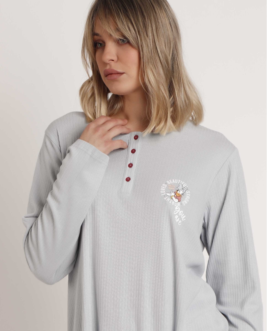 DISNEY Pijama Manga Larga Daisy You are so Beautiful para Mujer AZUL